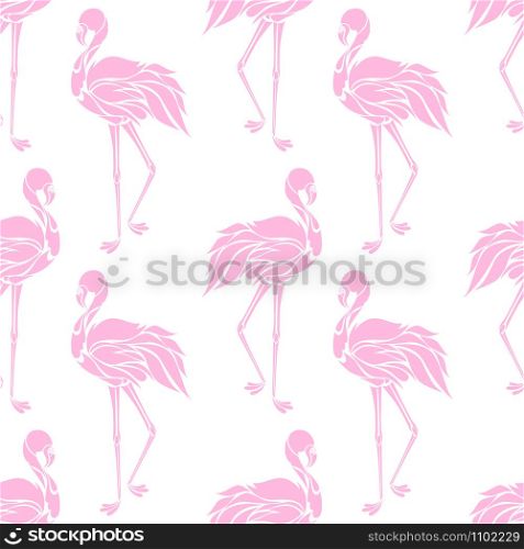 Vector seamless pattern with pink flamingos. Texture for wallpapers, textile design, web page backgrounds