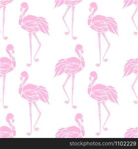 Vector seamless pattern with pink flamingos. Texture for wallpapers, textile design, web page backgrounds