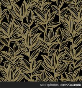 Vector seamless pattern with plant leaves in two colors