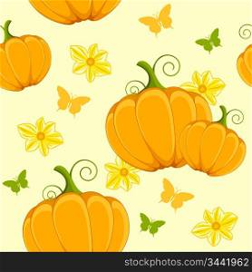 vector seamless pattern with pumpkin and butterflies