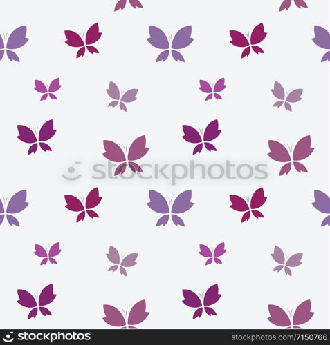 Vector seamless pattern with purple butterfly on white background. wallpaper