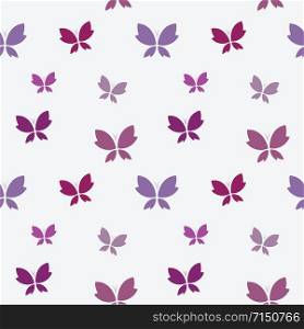 Vector seamless pattern with purple butterfly on white background. wallpaper