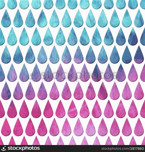 Vector Seamless Pattern with Rain Drops on watercolor background, fully editable eps 10 file with transparency effect