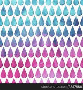 Vector Seamless Pattern with Rain Drops on watercolor background, fully editable eps 10 file with transparency effect