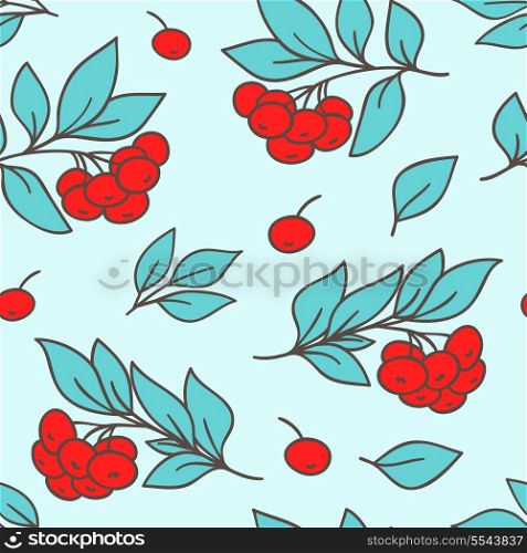 Vector seamless pattern with red rowanberry