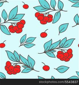 Vector seamless pattern with red rowanberry