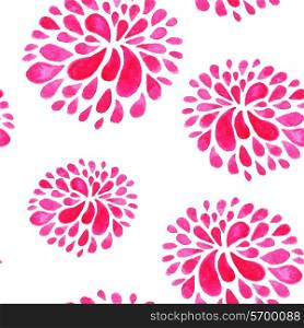 Vector seamless pattern with red watercolor flowers