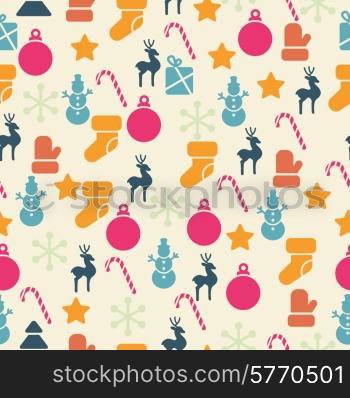 Vector seamless pattern with retro Christmas icons.. Vector seamless pattern with retro Christmas icons