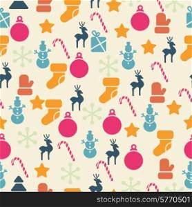 Vector seamless pattern with retro Christmas icons.. Vector seamless pattern with retro Christmas icons