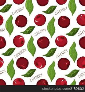 Vector seamless pattern with ripe cherry berries