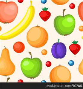Vector seamless pattern with ripe fruit