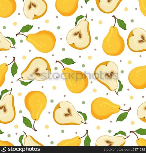 Vector seamless pattern with ripe yellow pears