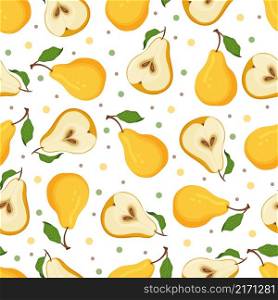 Vector seamless pattern with ripe yellow pears