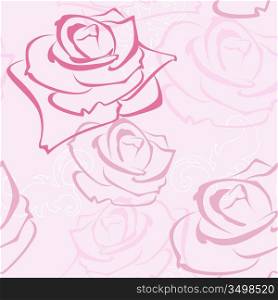 vector seamless pattern with rose on a pink background