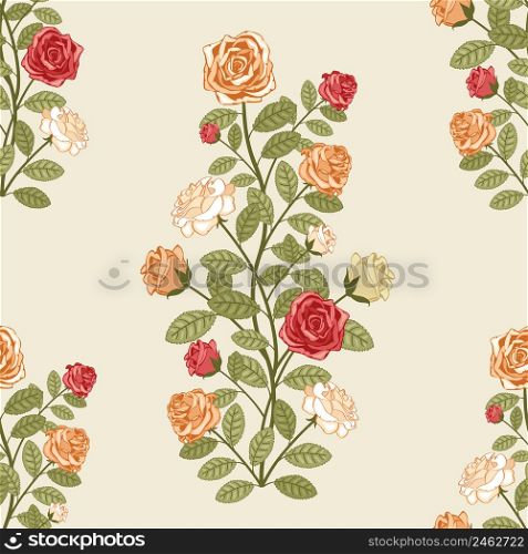vector seamless pattern with roses in vintage victorian style