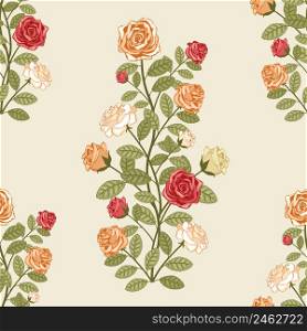 vector seamless pattern with roses in vintage victorian style
