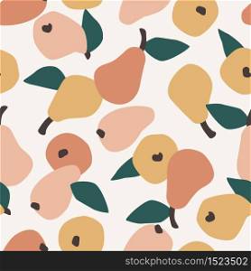Vector seamless pattern with simple pears. Trendy hand drawn textures. Modern abstract design for paper, cover, fabric, interior decor and other users.. Vector seamless pattern with simple pears. Trendy hand drawn textures.