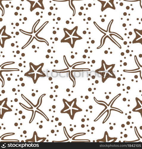 Vector seamless pattern with starfish. Marine background. Design for banner, poster or print.