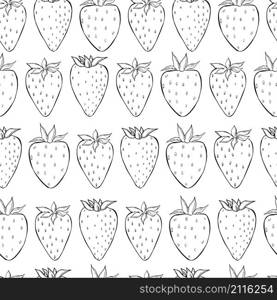 Vector seamless pattern with strawberry.. Strawberry. Sketch illustration