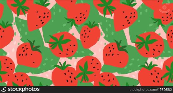 Vector seamless pattern with Strawberry. Trendy hand drawn textures. Modern abstract design for paper, cover, fabric, interior decor and other users.. Vector seamless pattern with Strawberry. Trendy hand drawn textures. Modern abstract design