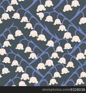 Vector seamless pattern with stylized dandelions on a dark background.