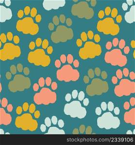 Vector seamless pattern with traces of dog paws