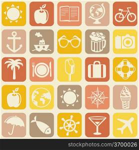 Vector seamless pattern with travel icons