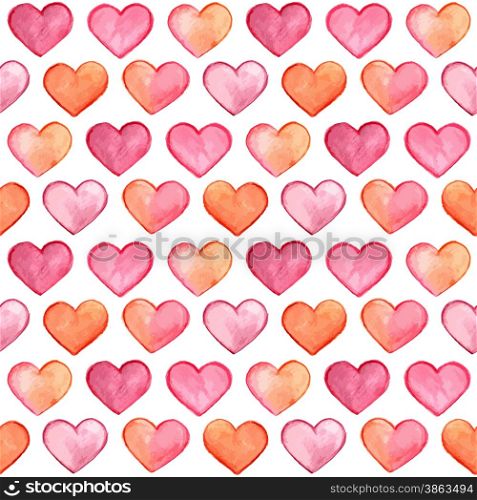Vector Seamless Pattern with Watercolor Hearts, fully editable eps 10 file with clipping masks