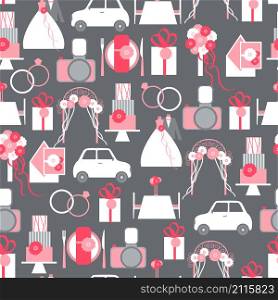Vector seamless pattern with wedding icons