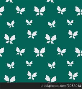 Vector seamless pattern with white butterfly on blue background. wallpaper