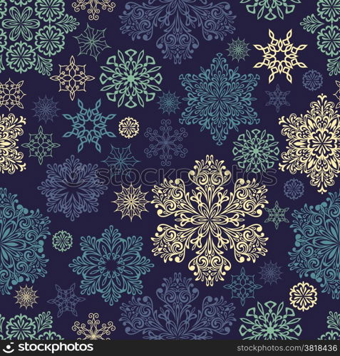 Vector Seamless Pattern with white snowflakes, seamless pattern in swatch menu