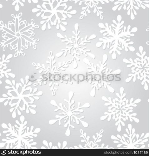 Vector Seamless Pattern with winter white snowflakes
