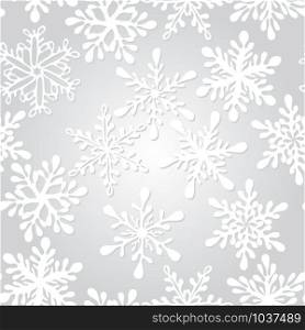 Vector Seamless Pattern with winter white snowflakes