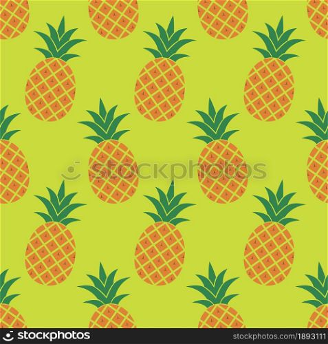 vector seamless pineapple pattern. repeating summer background with pineapples