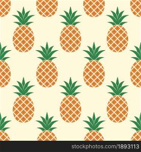 vector seamless pineapple pattern. repeating summer background with pineapples