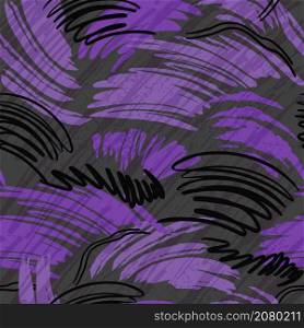 Vector seamless scribble pattern, made of chaotic lines.. Vector seamless scribble pattern, made of chaotic lines and stokes. Black white violet colors surface design very peri trend fashion design on dark background.