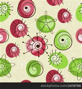 vector seamless spring background, abstract floral elements, look like flowers and eggs