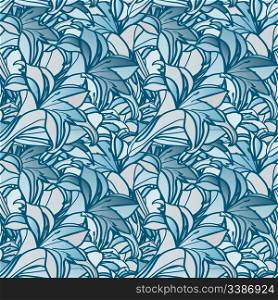 vector seamless spring background with lily flowers, clipping mask