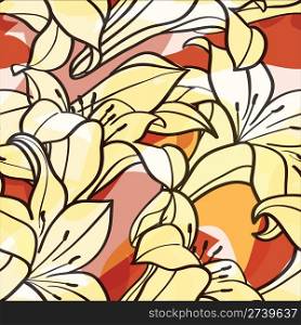 vector seamless spring background with lily flowers, clipping mask, eps10