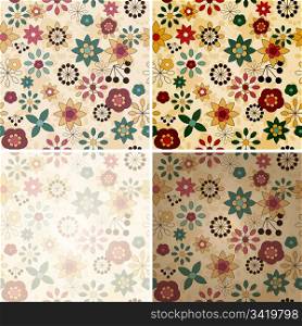 vector seamless spring floral patterns, upper left without transparency effects