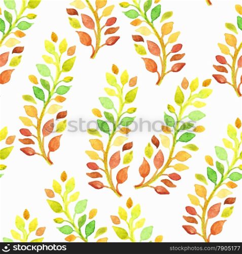 Vector Seamless Spring Pattern with Watercolor Branches, hand drawn