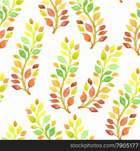 Vector Seamless Spring Pattern with Watercolor Branches, hand drawn
