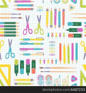 Vector seamless stationery pattern. School and office background.. Vector seamless stationery pattern. School and office background. Vector illustration.