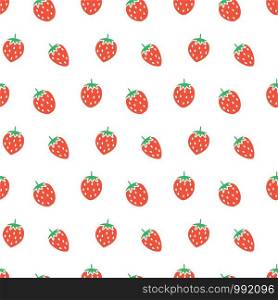 vector seamless strawberry fruit pattern, white background design