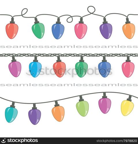 vector seamless strings of christmas light lamps