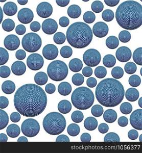 Vector seamless texture. Modern geometric background. Repeating pattern with circles filled with dots of different sizes.