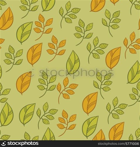 Vector seamless texture with fall hand drawn leaves.. Vector seamless texture with fall hand drawn leaves