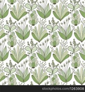 Vector Seamless Tough Pattern with Fantastic Flowers and Leaves. Original Design for Wallpaper, Pattern, Print, Card etc