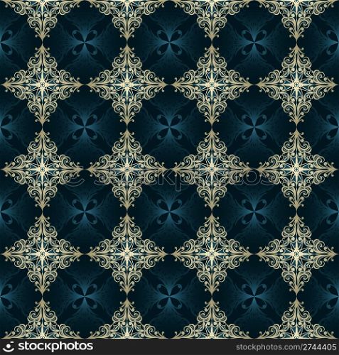vector seamless vintage pattern,golden and blue