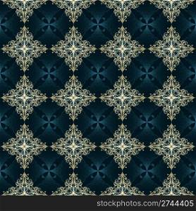 vector seamless vintage pattern,golden and blue